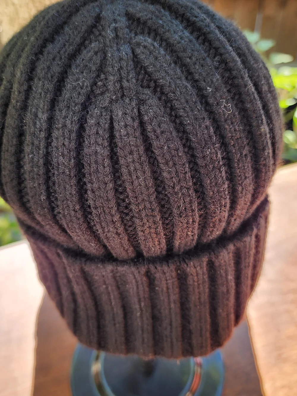 Black Ribbed Knit Beanie Red Embroidered Heart Cuffed Winter Hat
